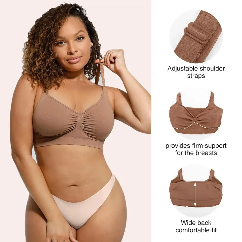 Seamless Wireless Push-Up Bralette with Adjustable Straps